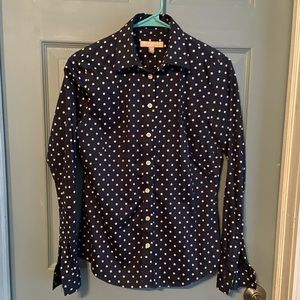 Banana Republic Polka Dot Button Down Dress Cotton Sateen Shirt, size 8